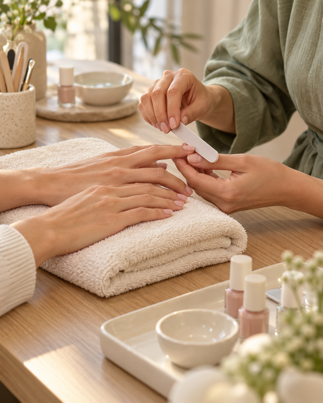 Dettaglio illustrativo di manicure professionale